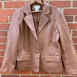 1990s Chadwick’s brown leather blazer jacket- 12 petite